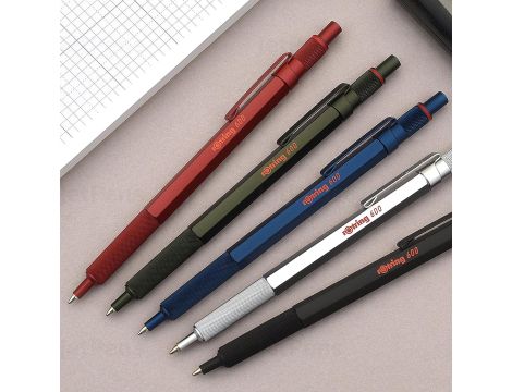 Długopis rOtring 600 Czarny Tusz Czerwona Obudowa - 3