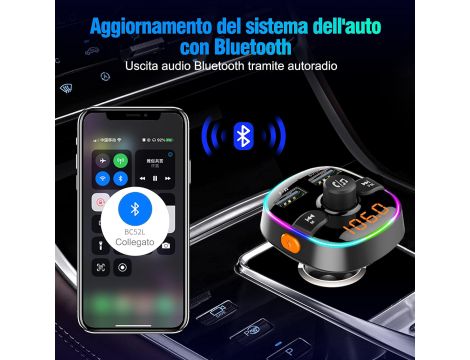 Transmiter Samochodowy Bluetooth FM ŁADOWARKA USB - 6