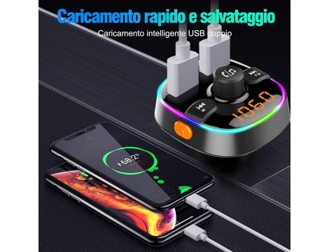 Transmiter Samochodowy Bluetooth FM ŁADOWARKA USB - 2