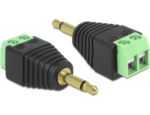 Adapter Blok Terminalowy 2-biegunowy Na 3,5 mm Wtyk Czarny/Zielony Delock - image 2