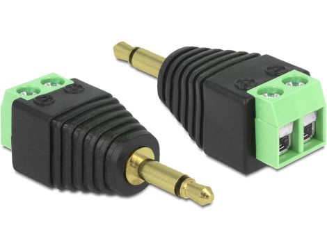 Adapter Blok Terminalowy 2-biegunowy Na 3,5 mm Wtyk Czarny/Zielony Delock - 2