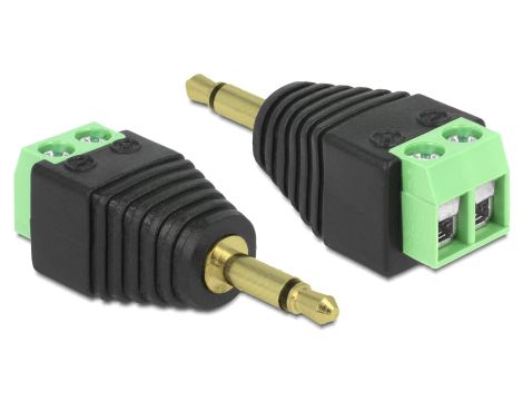 Adapter Blok Terminalowy 2-biegunowy Na 3,5 mm Wtyk Czarny/Zielony Delock