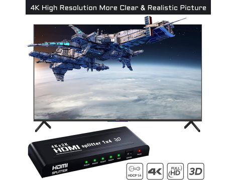 HDMI Splitter 3D 4K 1080P Full HD do HDTV Czarny - 3