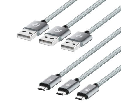 Kabel Micro USB Nylonowy Pleciony Przewód Do Ładowania 3-pak - 2