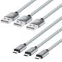 Kabel Micro USB Nylonowy Pleciony Przewód Do Ładowania 3-pak - 3