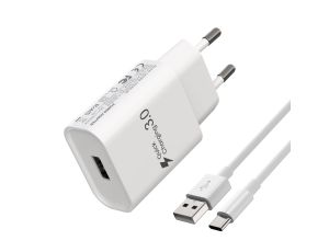 Ładowarka USB Szybkie Ładowanie 3.0 18W Type C Biała