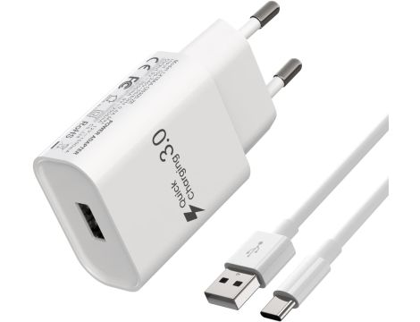 Ładowarka USB Szybkie Ładowanie 3.0 18W Type C Biała - 2