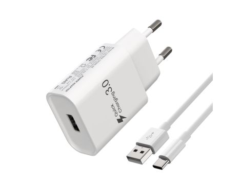 Ładowarka USB Szybkie Ładowanie 3.0 18W Type C Biała