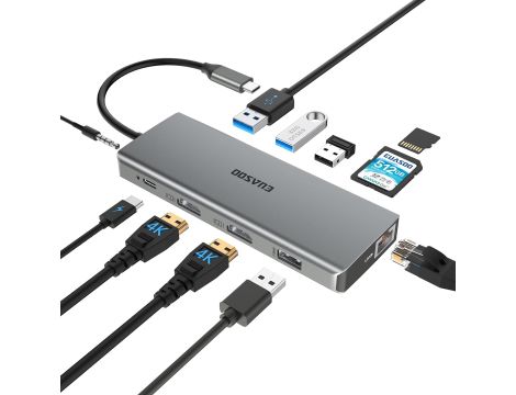 EUASOO USB C HUB 11 w 1 ROZGAŁĘŹNIK ADAPTER - 2