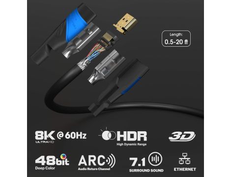 Kabel HDMI 4K – 5 m Czarny/Niebieski - 3