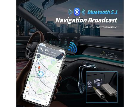 Adapter Samochodowy Bluetooth Aux Bluetooth 5.1 Odbiornik Z Mikrofonem - 2