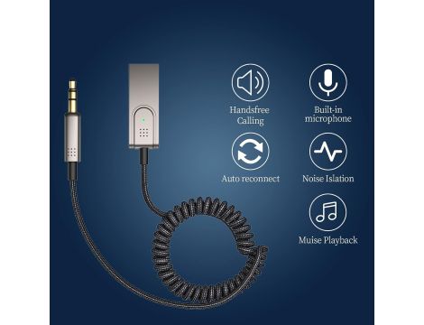 Adapter Samochodowy Bluetooth Aux Bluetooth 5.1 Odbiornik Z Mikrofonem - 3