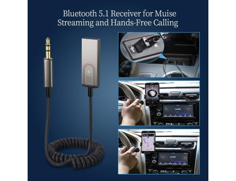 Adapter Samochodowy Bluetooth Aux Bluetooth 5.1 Odbiornik Z Mikrofonem - 6