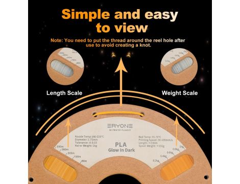 Glow in the Dark Filament Do Druku 3D 1,75 mm Szpula 1Kg Żółty - 3