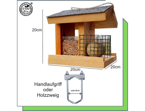 Karmnik Dla Ptaków + Uchwyt Balkonowy + Mieszanka Ziaren - 2