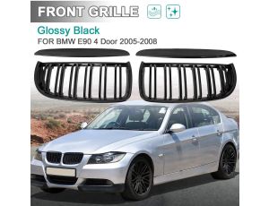 Kratka Chłodnicy BMW E90 E91 Podwójne Żebra Grill Nerki Połysk - image 2