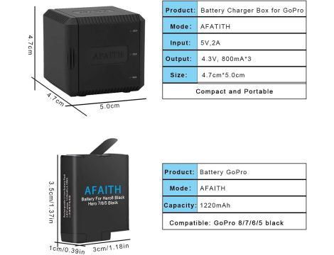 3-kanałowy Pojemnik Do Ładowania Zapasowych Baterii GoPro Hero 8/7/6/5 - 5