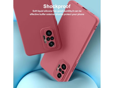 Silikonowe Etui Xiaomi Redmi Note 10 Pro + 3 szt Szkła Kolor: Czerwone Wino - 5