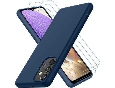 Silikonowe Etui Do Samsung Galaxy A32 + Szkło Do Ekranu Kolor Niebieski - 2