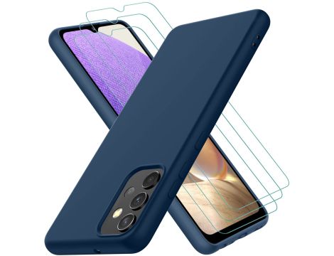 Silikonowe Etui Do Samsung Galaxy A32 + Szkło Do Ekranu Kolor Niebieski