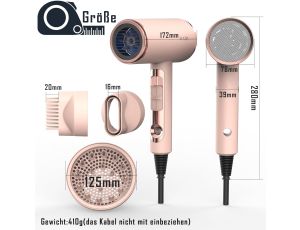 Suszarka Do Włosów Z Dyfuzorem Ion Brush 3 Akcesoria 2400W baby pink - image 2