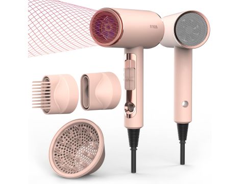 Suszarka Do Włosów Z Dyfuzorem Ion Brush 3 Akcesoria 2400W baby pink