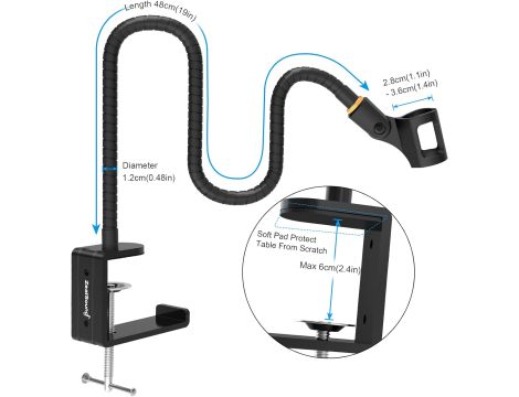 Ramię Mikrofonowe Elastyczny Stojak 360° Z Gęsią Szyją + Adapter 3/8 - 3