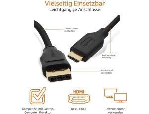 Kabel Połączeniowy DisplayPort Na HDMI AmazonBasics 1,8 m - image 2