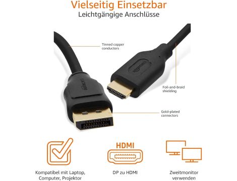 Kabel Połączeniowy DisplayPort Na HDMI AmazonBasics 1,8 m - 6