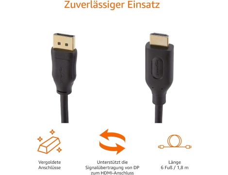 Kabel Połączeniowy DisplayPort Na HDMI AmazonBasics 1,8 m - 3