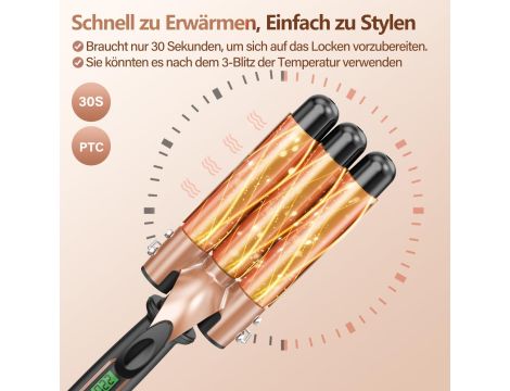 Lokówka Z 3 Wałkami Z Wyświetlaczem LCD Wałek Falisty 22 mm od 80°C do 230° - 6