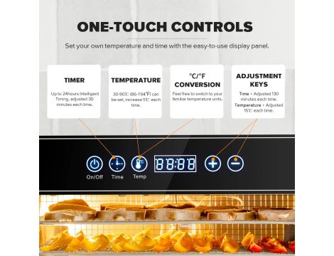 Suszarka Do Żywności 8 Warstw Cyrkulacja 360° Temperatura 30-90°C Obserwacj - 2