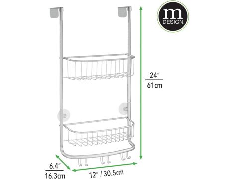 Półka Organizer Pod Prysznic Łatwa Do Zawieszenia 2 Kosze Srebrny Chrome - 6