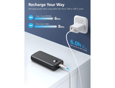 PowerBank 27000 mAh 22,5W PD3.0 QC4.0 Szybkie Ładowanie USB C Wyświetlacz - 3