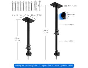 Uchwyt studyjny sufitowo-ścienny 55cm 1/4'' 3/8'' Zestaw 2 Sztuk UWAGA OPIS - image 2