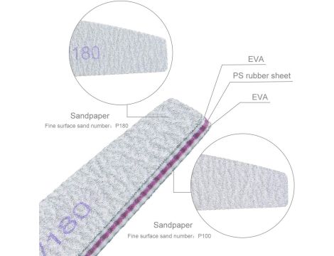 16 sztuk Pilników Do Paznokci 100/180 Dwustronne Rdzeń W Kolorze Fioletowym - 5