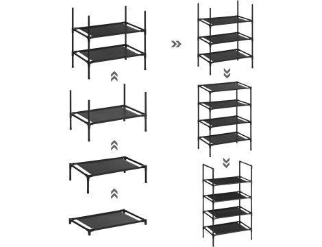 SONGMICS Regał Organizer Na Buty Z 4 Półkami Lekki Zestaw 2 Sztuk Czarny - 6
