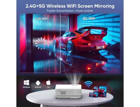 PRZENOŚNY MINI PROJEKTOR RZUTNIK LED IOS MIRACAST 1080P WIFI BLUETOOTH 5G - 3