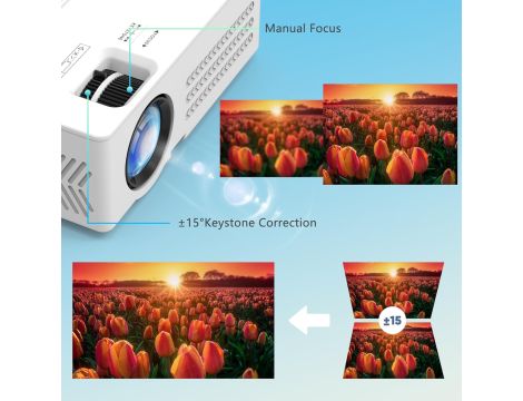 Projektor Full HD 1080p Native 350ANSI 5G WiFi Mini LED Kino Domowe AKATUO - 7