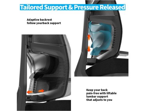 Ergonomiczne Krzesło Fotel Biurowy Z Adaptacyjnym Oparciem Mocne Wygodne - 3