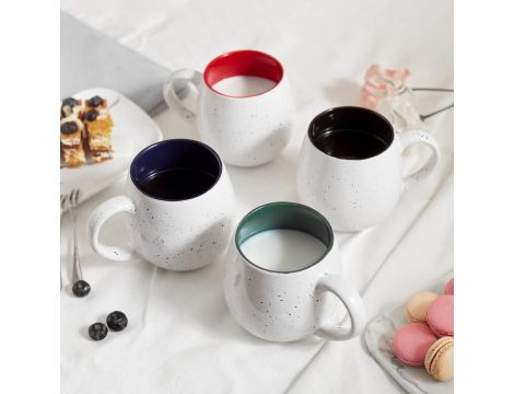 Zestaw 4 Dużych Porcelanowych Kubków 620 ml Z Dużymi Uchwytami Wygodne - 2