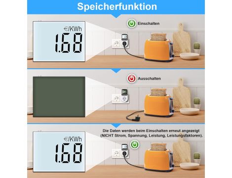 Miernik Licznik Prądu Kosztów Energii Mocy Duży Ekran LCD Czytelność 360 ° - 5