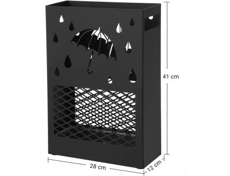 Metalowy Stojak Na Parasole Prostokątny Z Wyjmowaną Tacką Na Wodę Czarny - 4
